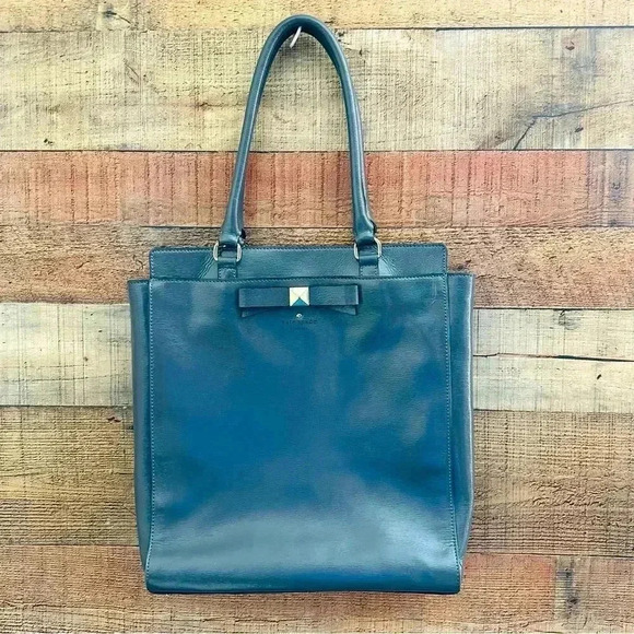 Kate Spade New York Patent Leather Gray Bow Tote - Picture 1 of 11